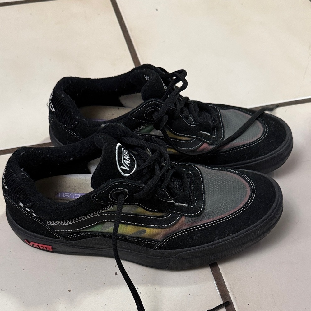 Vans Kids Black with Multicolor Accents Sneakers